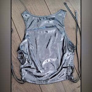 NWT Metallic Silver Sleeveless Tank Top